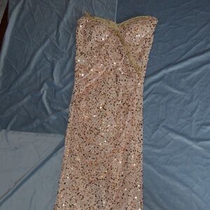 Miss Ord Formal Dress Sequin Gold with Fringe